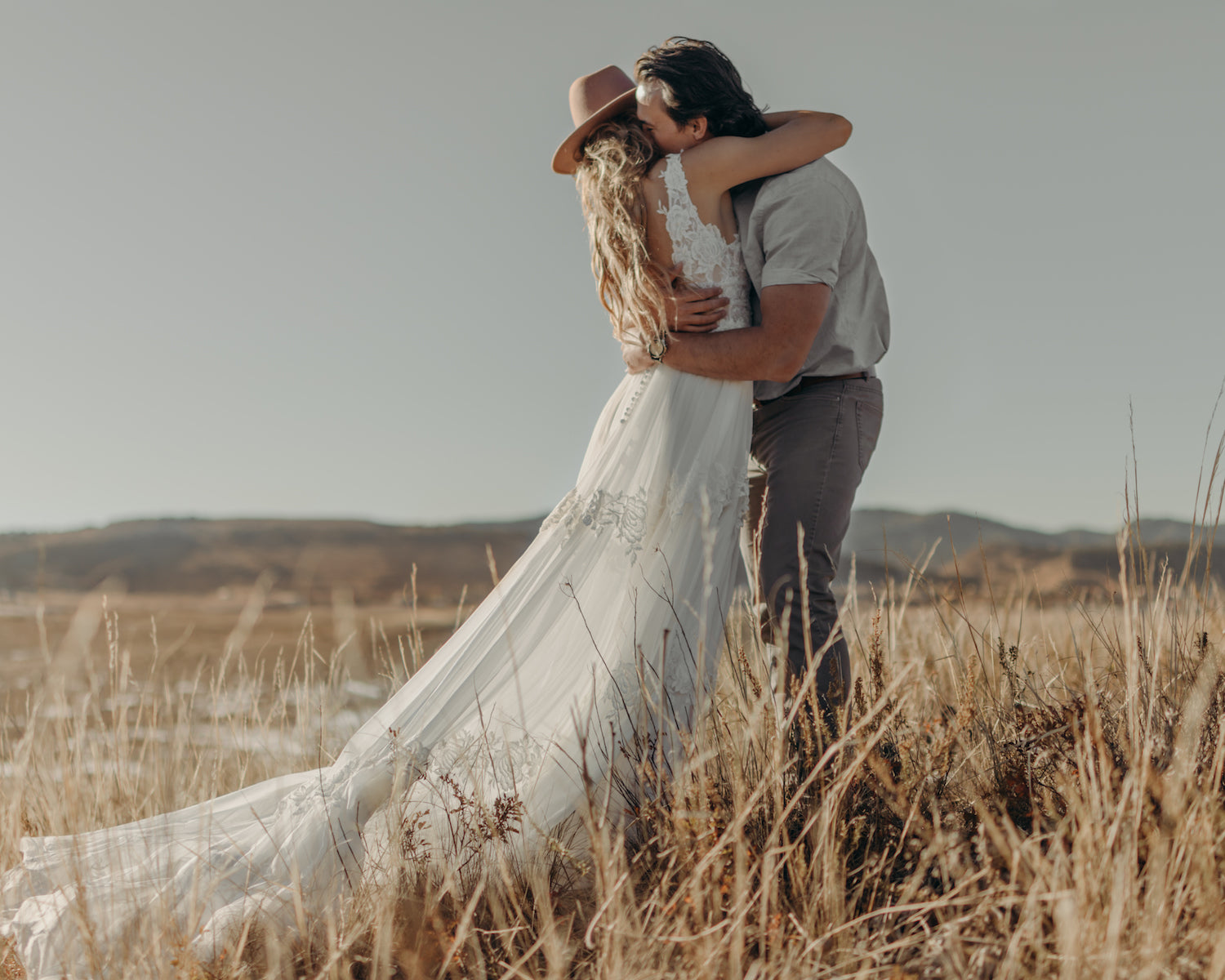 unique lace boho wedding gown