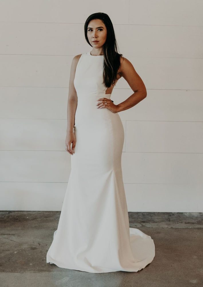 high collar halter wedding dress