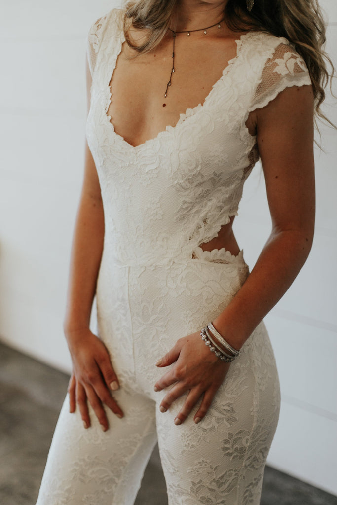 Ivory Lace Jumpsuit | Reception Dresses | Emma 