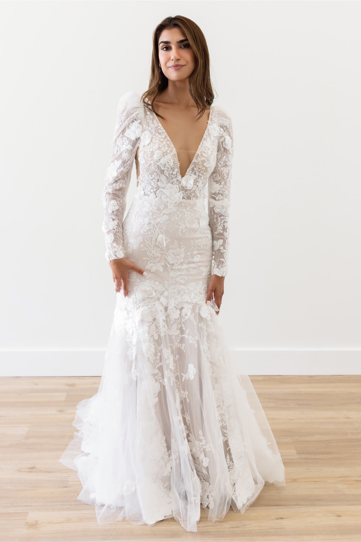 Willowby by Watters Olena Long-Sleeve Lace Wedding Gown