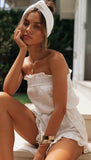 Women Summer Ruffles Strapless Cotton Linen Jumpsuit