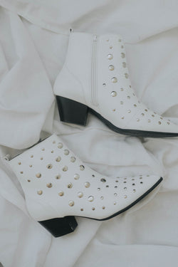 white studded bootie