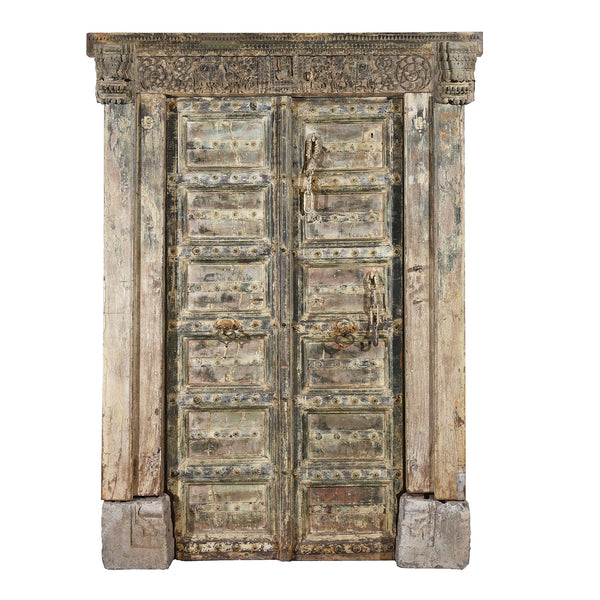 Old Painted Indian Doors From Gujarat 19thc Indigo Antiques