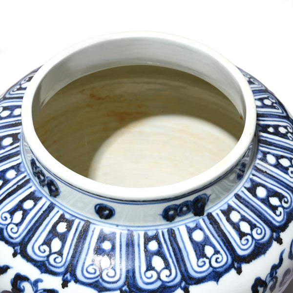 Blue & White Porcelain Jardinière - Trailing Leaf Design | Indigo