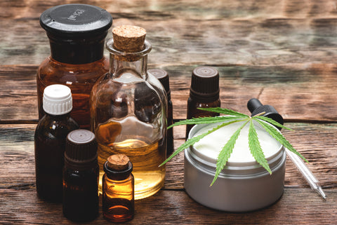 Cannabis face cream or moisturizer jar concept.