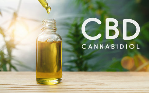 CBD droplet dosing a biological and ecological hemp plant herbal pharmaceutical cbd oil from a jar. 