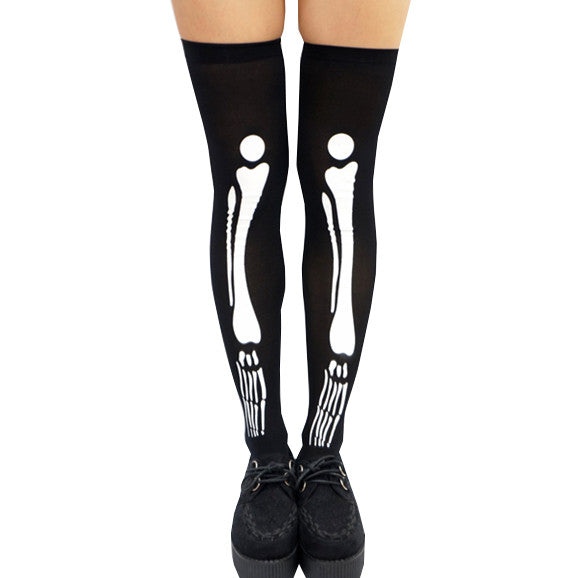 skeleton knee socks