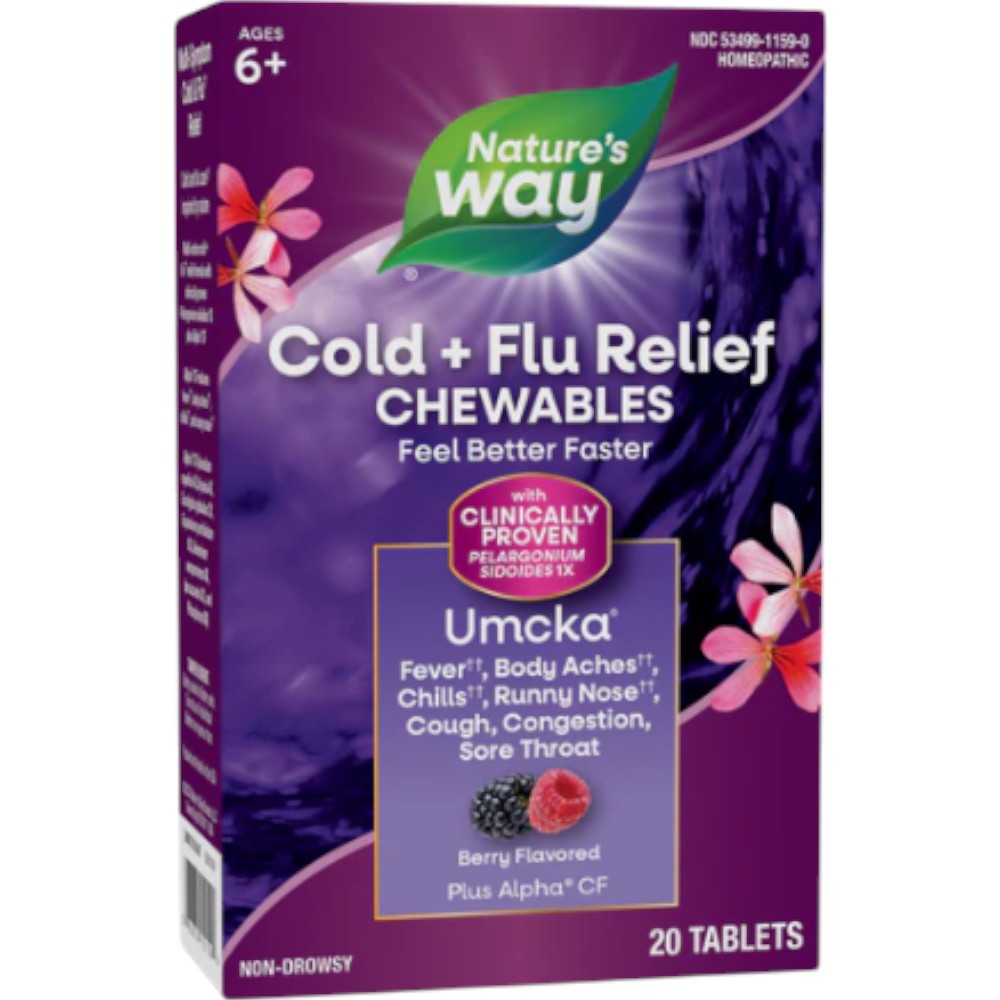 Umcka Cold+Flu: Berry 20 chewable tablets by Nature's Way