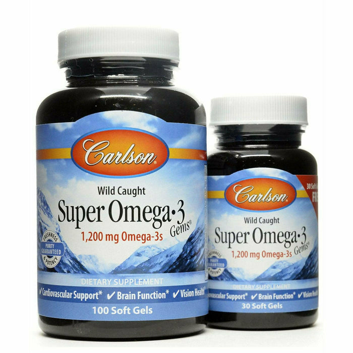 Carlson Labs, Super Omega 3 Fish Oil 1200 mg 130 gels