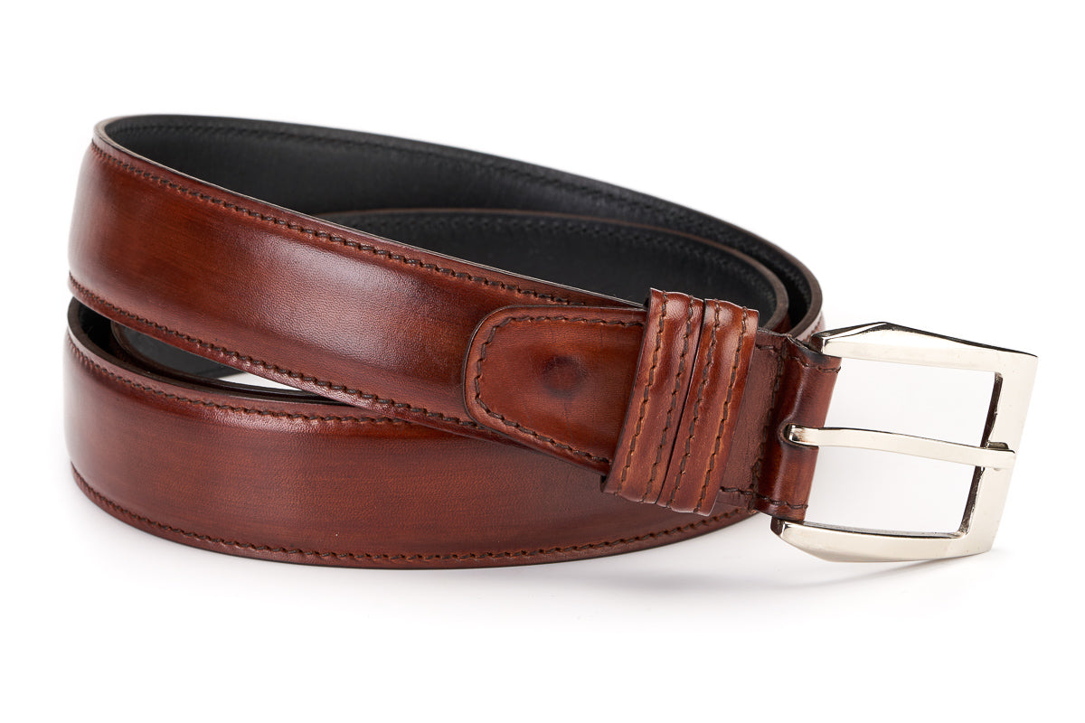 Men's Italian Leather Belt - Havana Brown – Paul Evans