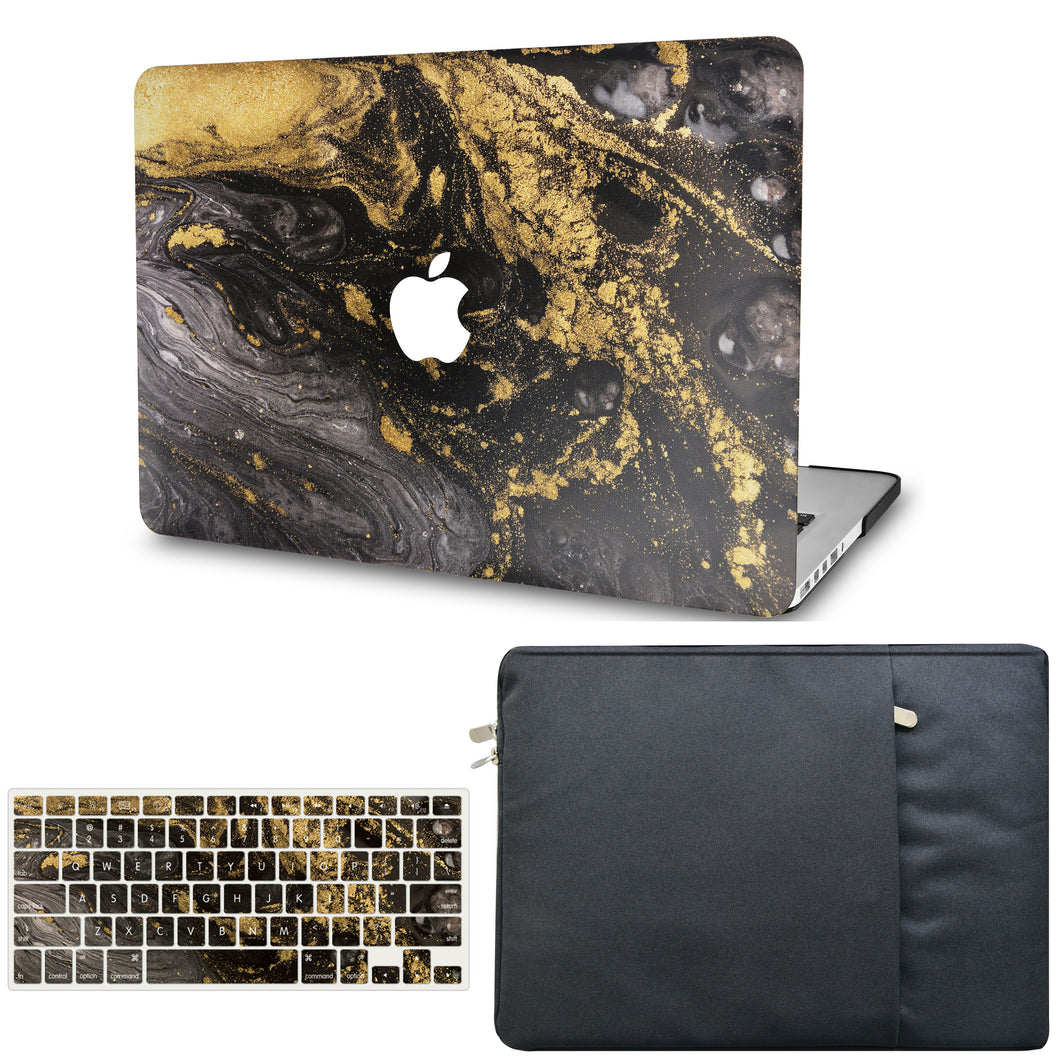 LuvCase MacBook Case  - Marble Collection - Portoro Marble with Sleeve and Keyboard Cover