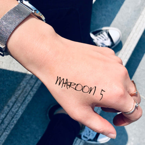 Maroon 5 custom temporary tattoo sticker design idea inspiration meanings removal arm wrist hand words font name signature calligraphy lyrics tour concert outfits merch accessory gift souvenir costumes wear dress up code