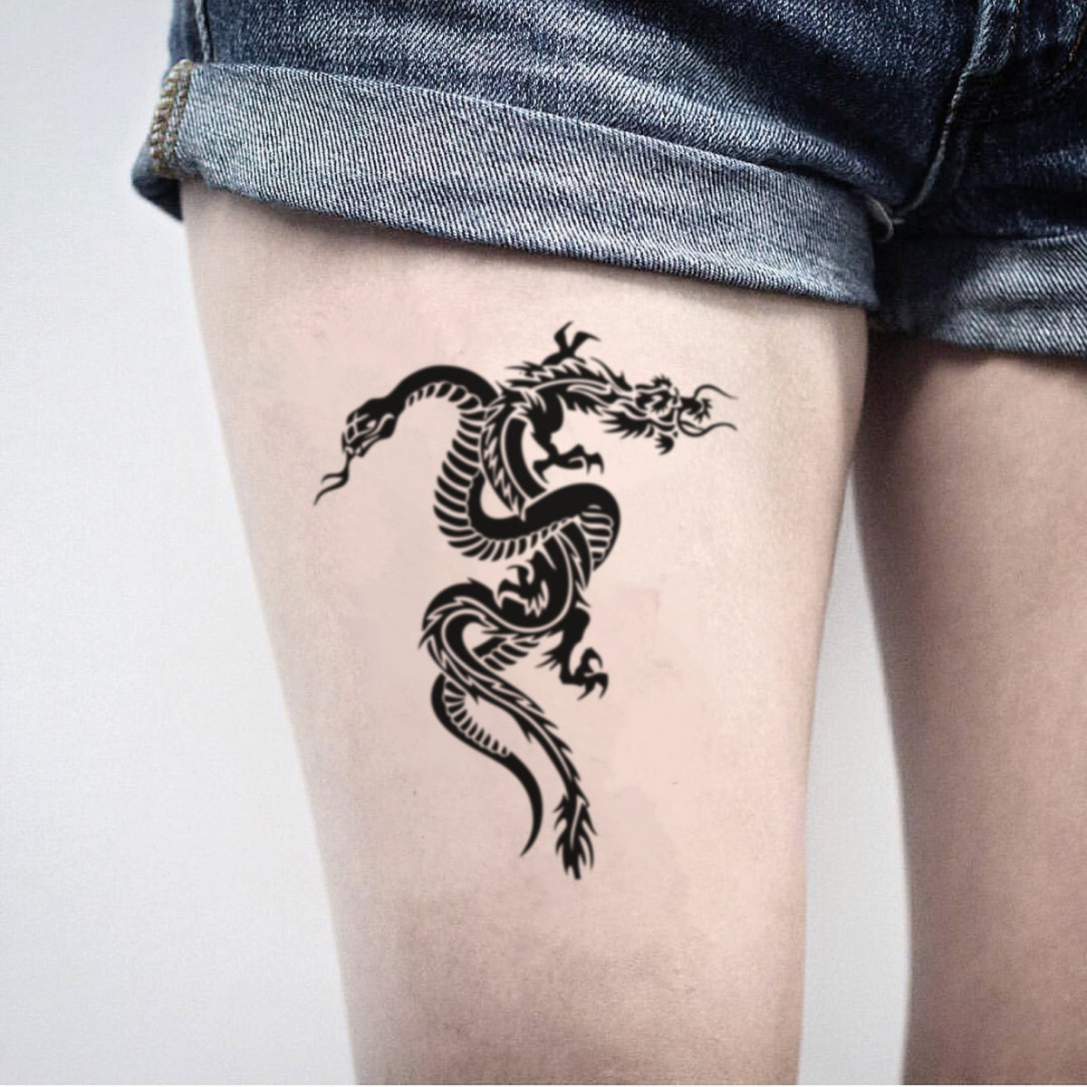 Dragon Snake Thigh Tattoos For Women - Tattoo Ideas