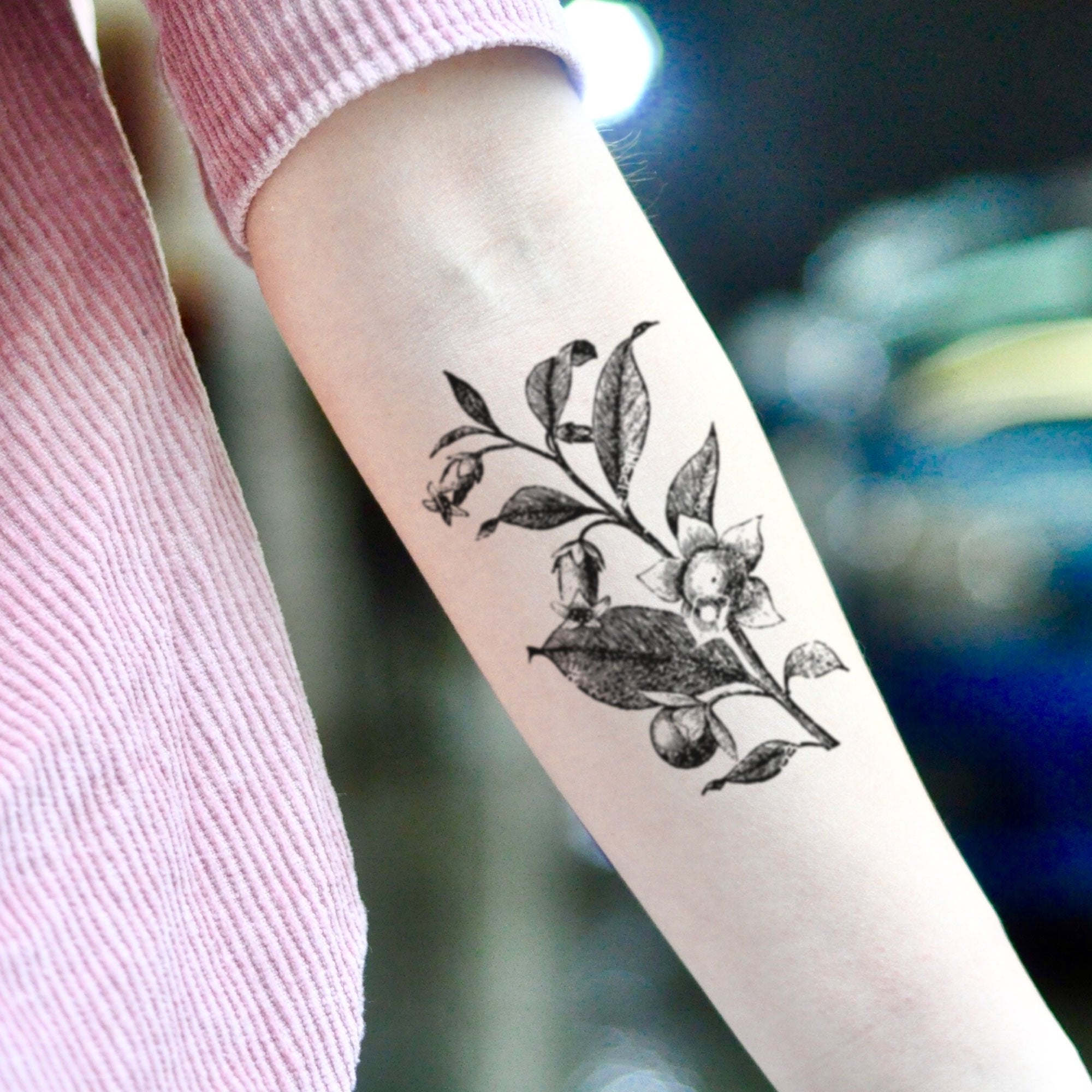 Belladonna Deadly Nightshade Temporary Tattoo Sticker Ohmytat