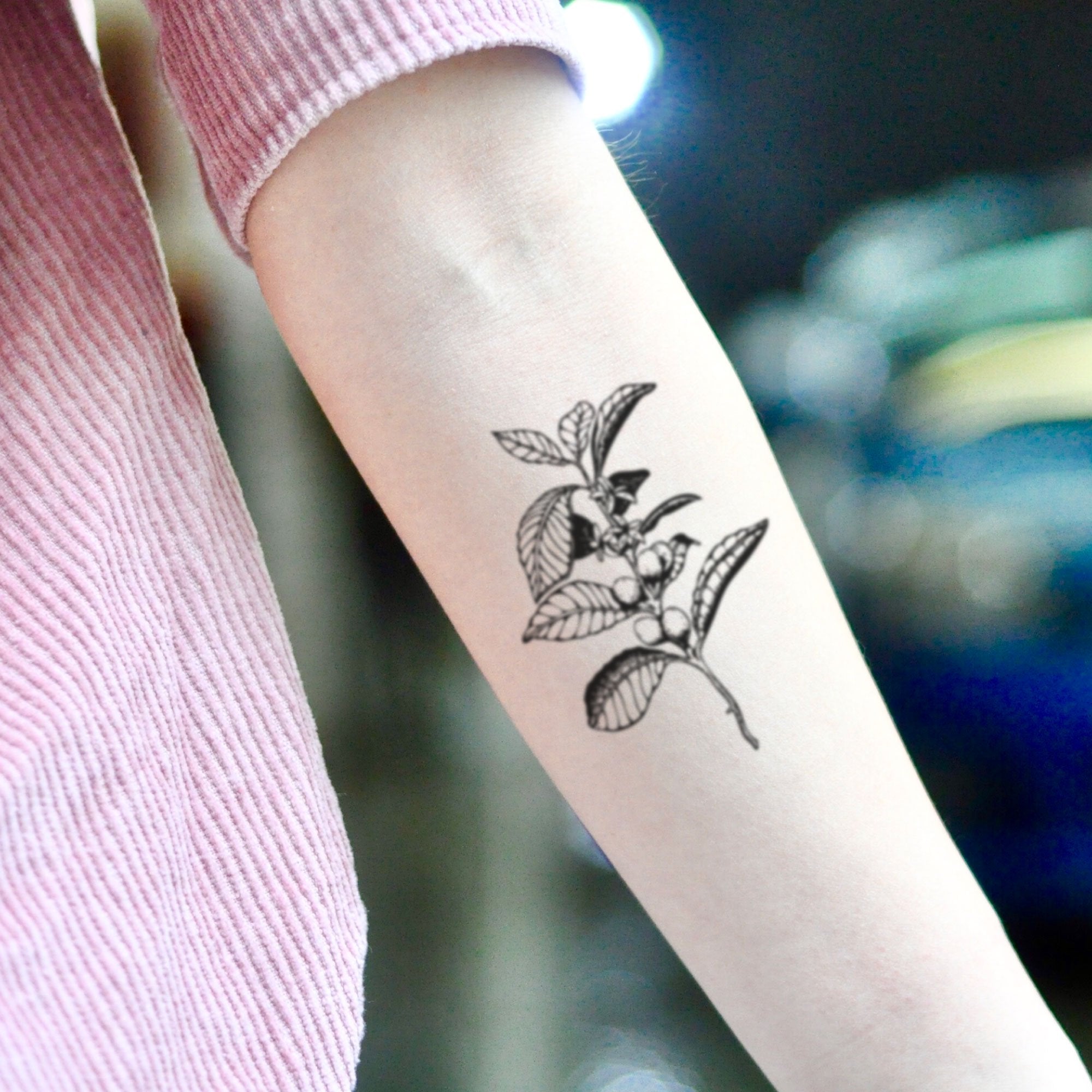 Tiny Branch Black Flower Temporary Tattoos Women - Temu
