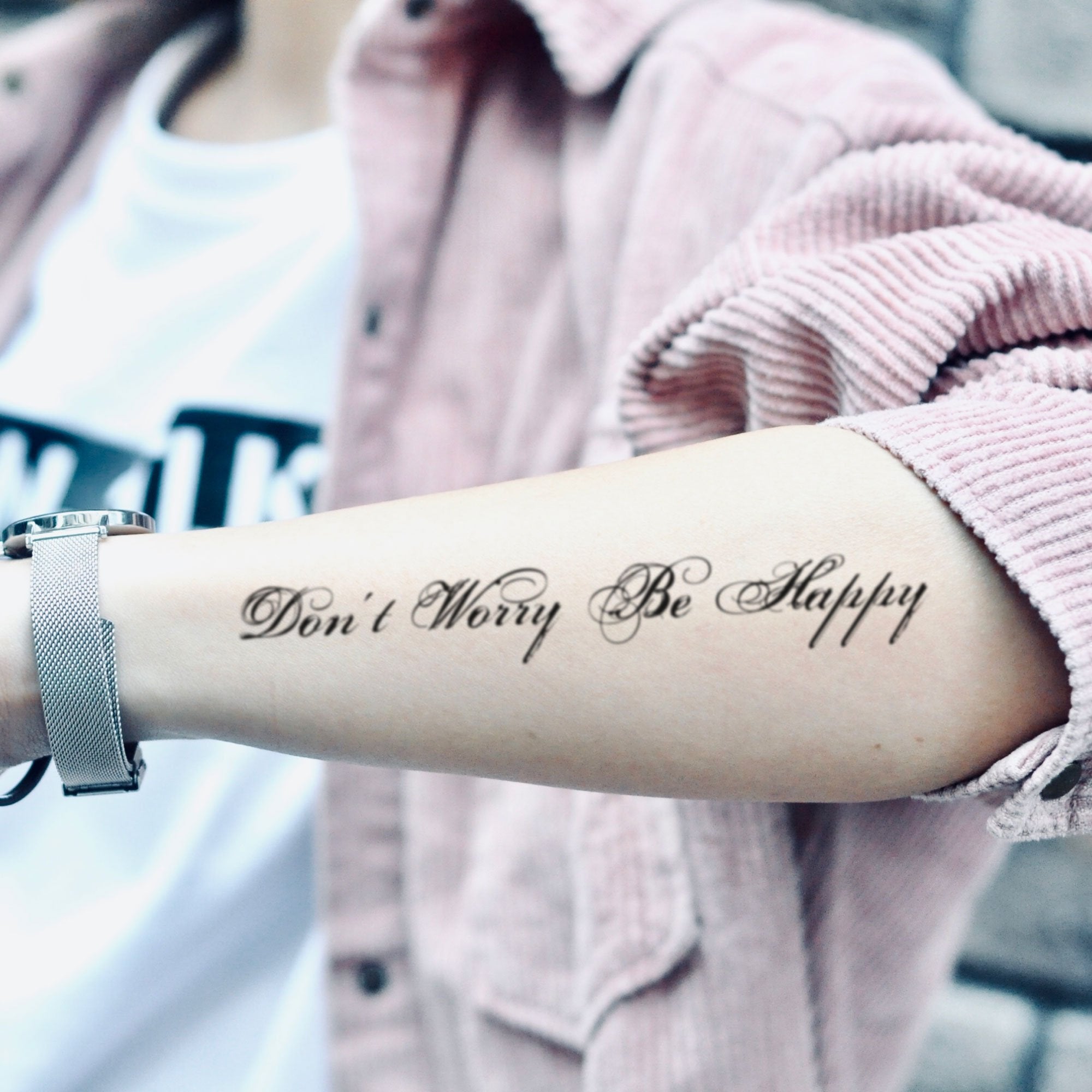 Dont Worry Be Happy Temporary Tattoo Sticker Set Of 2