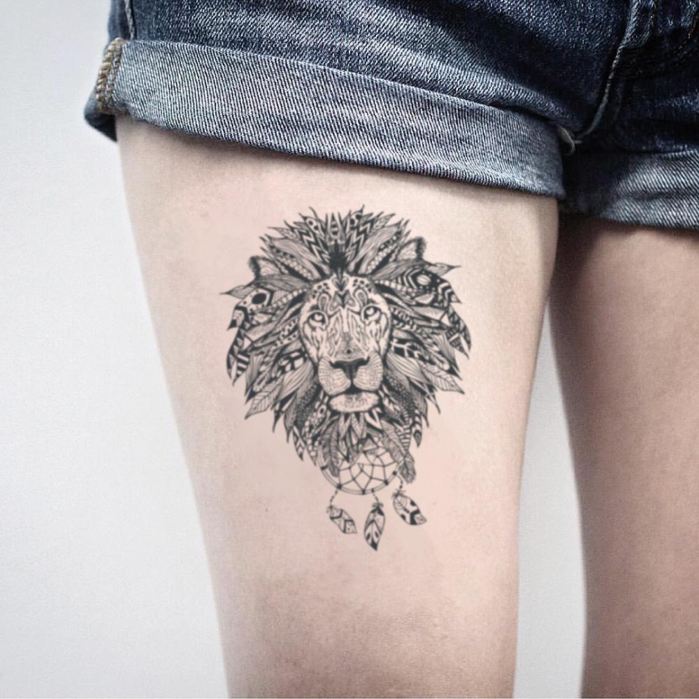 Premium Vector  Lion head tribal tattoo illustration logo for courage and  leadership roar with confidence
