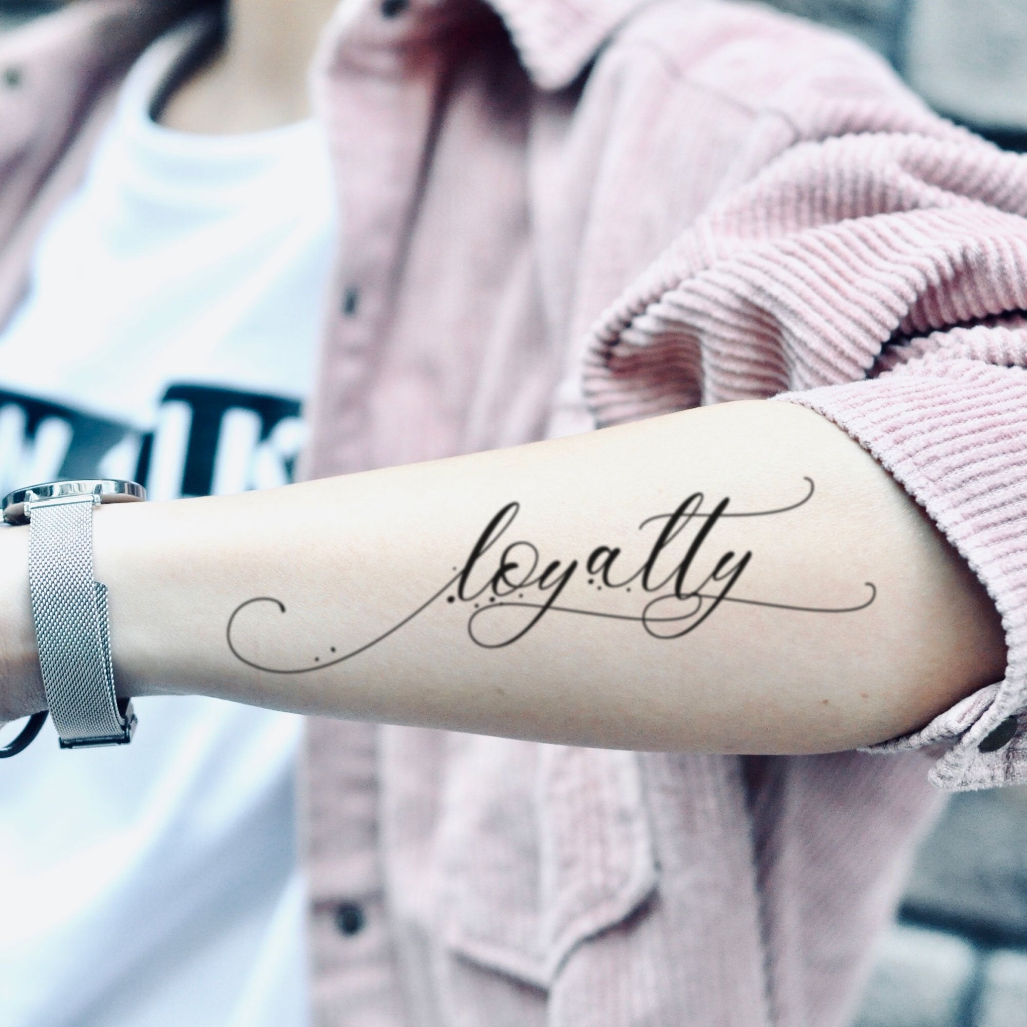 Ambigram tattoo on her arm | Joel Gordon Photography