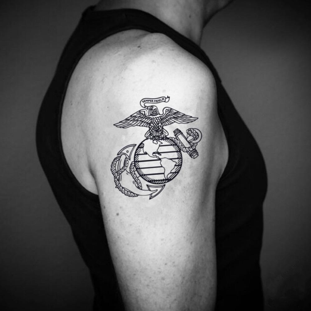 Tattoo uploaded by Devin Whiskey  Eagle Globe and Anchor with American  Flag  Tattoodo