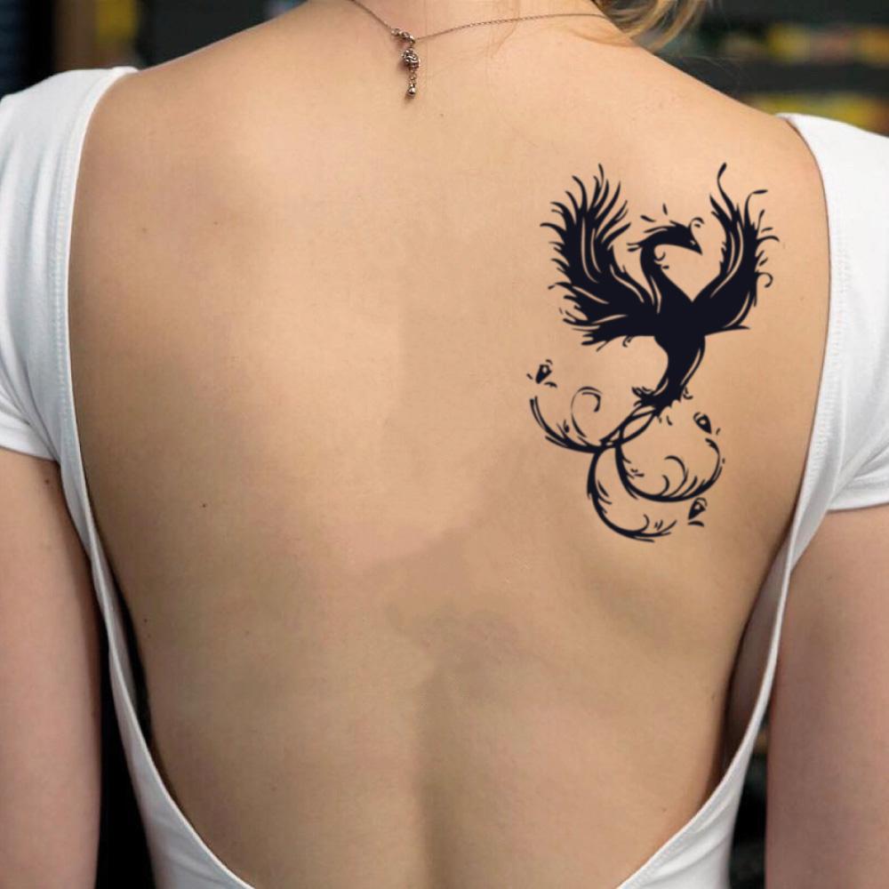 Black Chinese Phoenix Fenice Temporary Tattoo Sticker Ohmytat