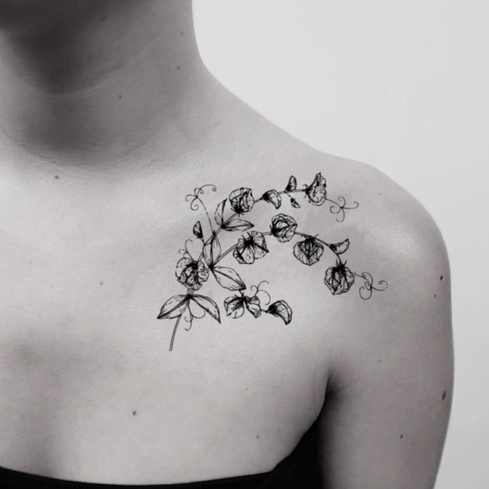 Sweet Pea Flower Temporary Tattoo Sticker Ohmytat