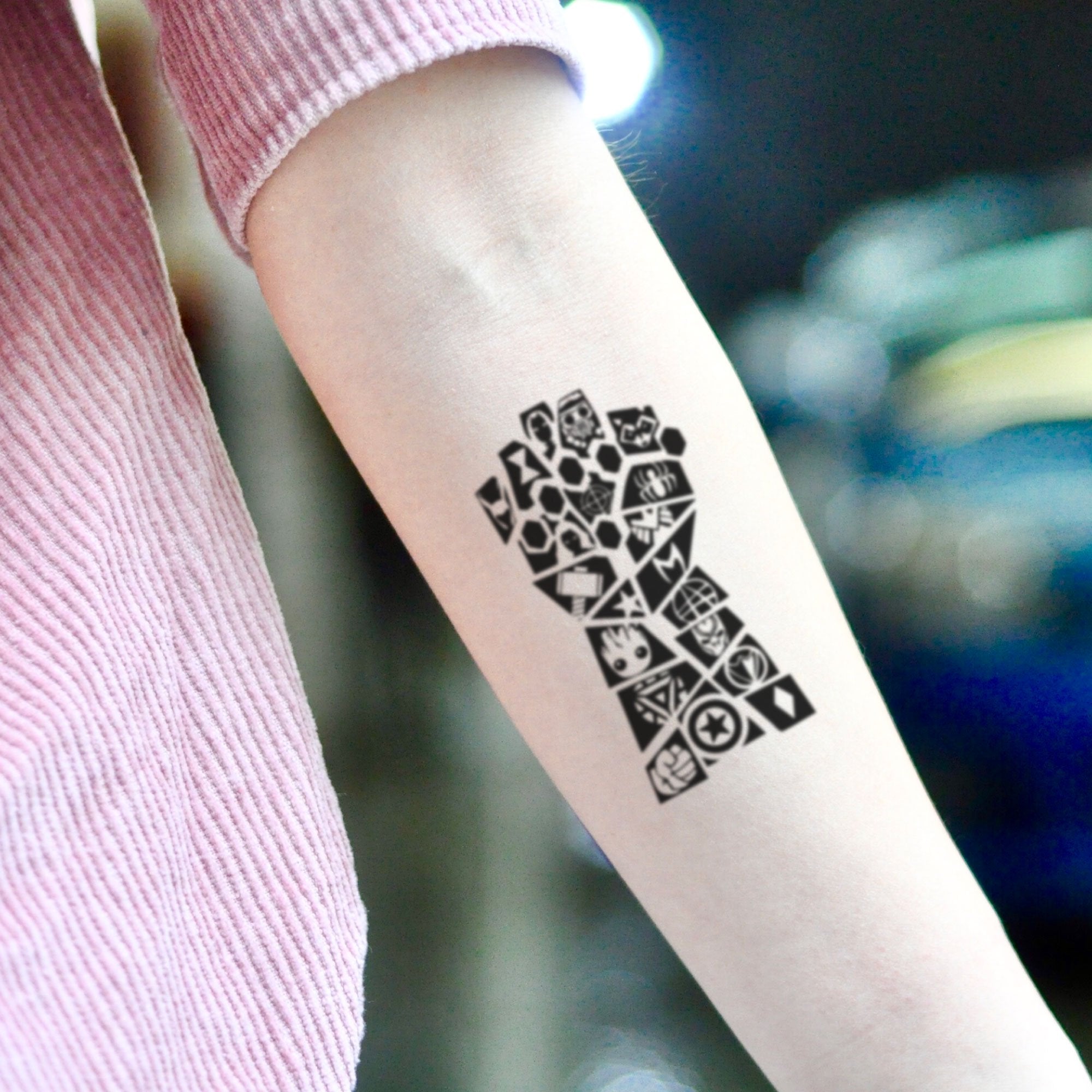 Black medieval gauntlet tattoo - Tattoogrid.net