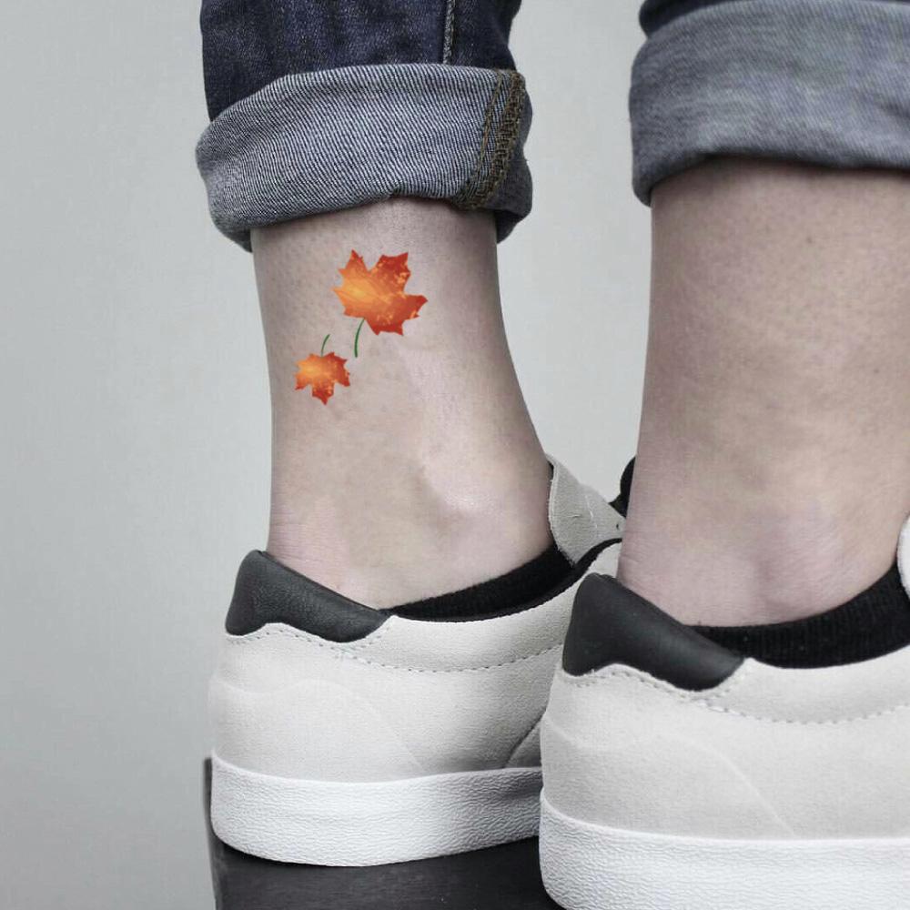 Autumn Fall Leaves Temporary Tattoo Sticker Ohmytat