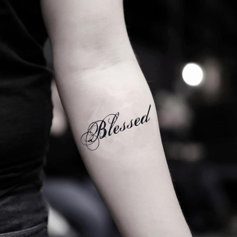 Blessed Word Temporary Tattoo Sticker - OhMyTat