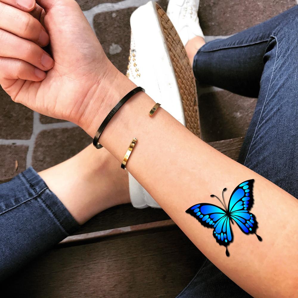 Blue Butterfly Temporary Tattoo Sticker Ohmytat