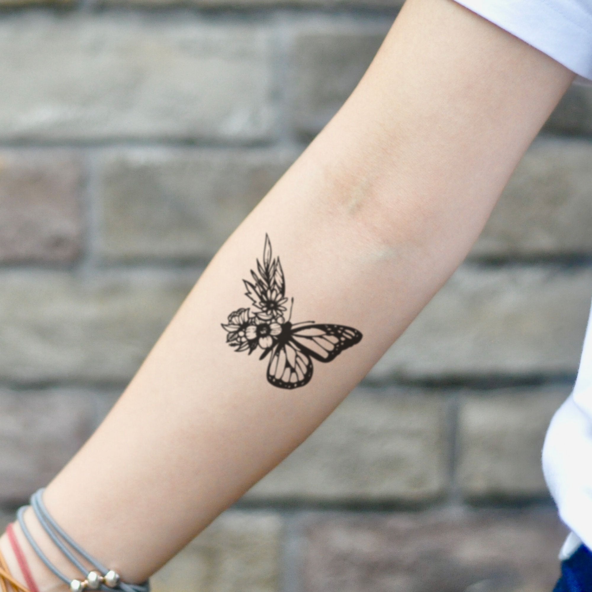 Butterfly Flower Temporary Tattoo Sticker Ohmytat