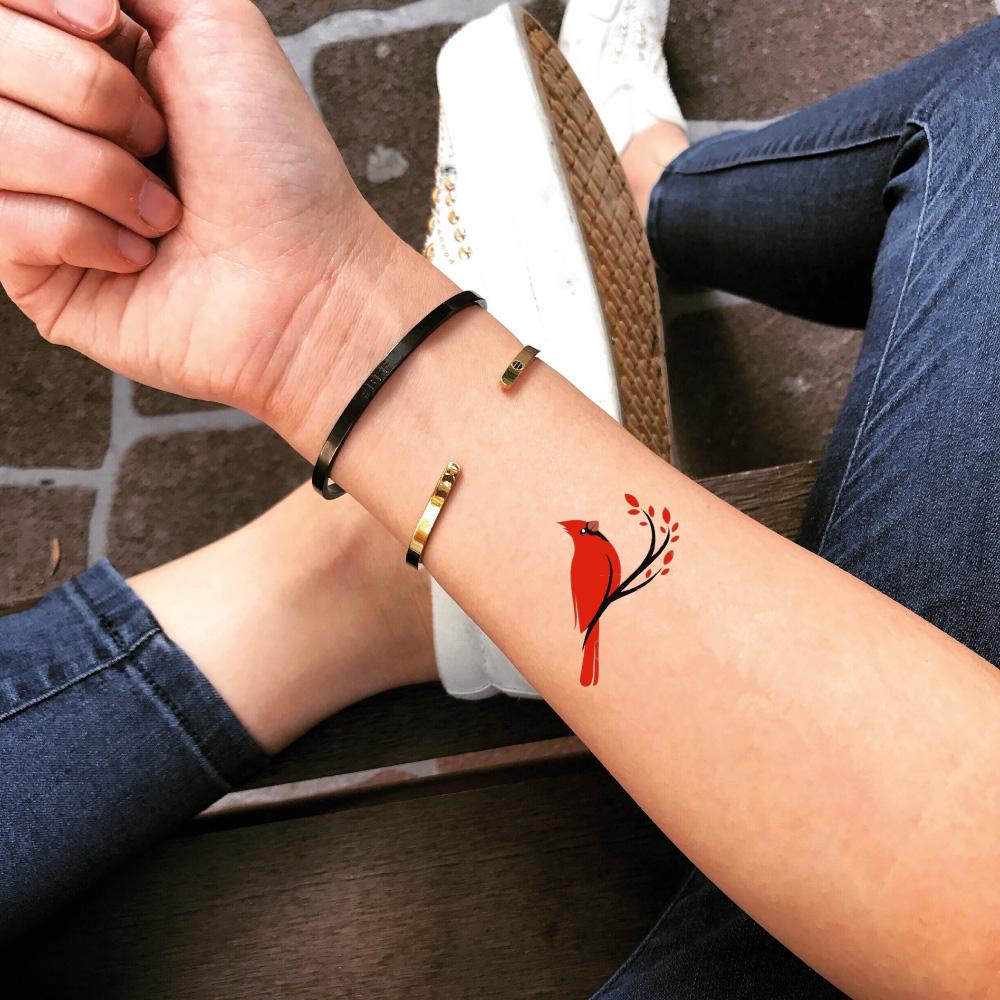 Cardinal Bird Temporary Tattoo Set of 3  Small Tattoos