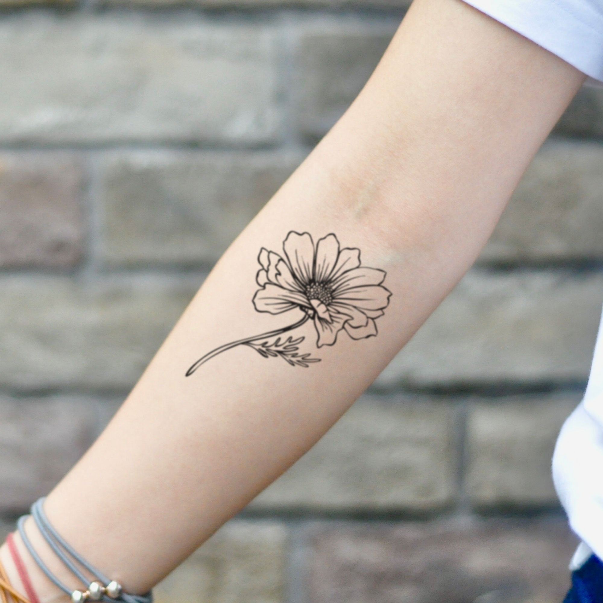 Cosmos Flower Temporary Tattoo Sticker Ohmytat