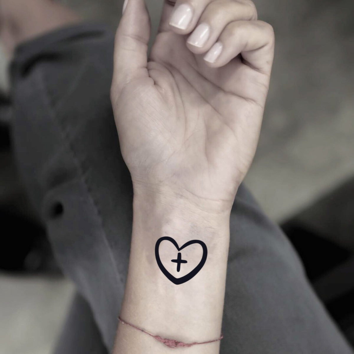 Cross Heart Temporary Tattoo Sticker - OhMyTat