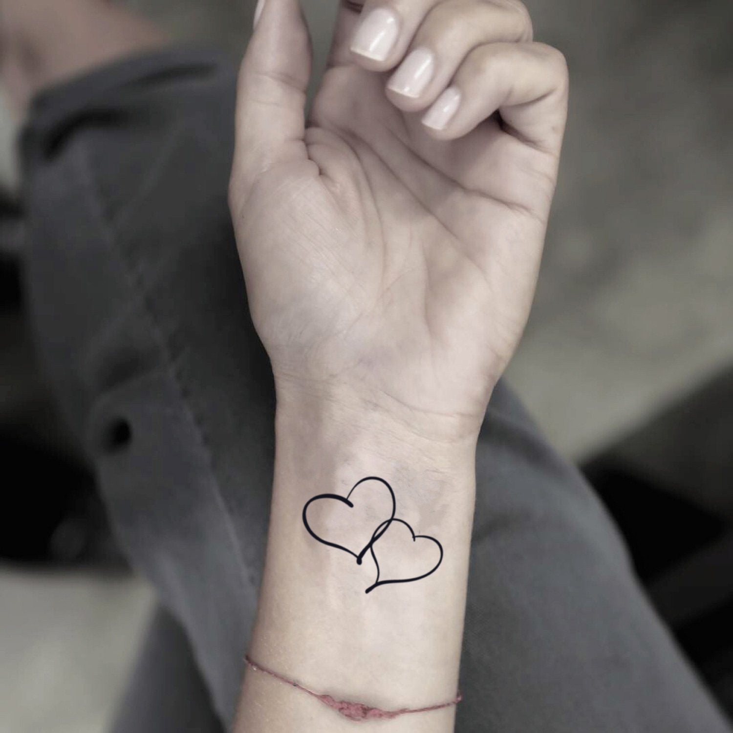 Double Heart Temporary Tattoo Sticker - OhMyTat