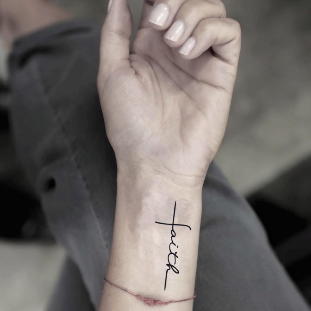 Faith Lettering Tattoo On Wrist