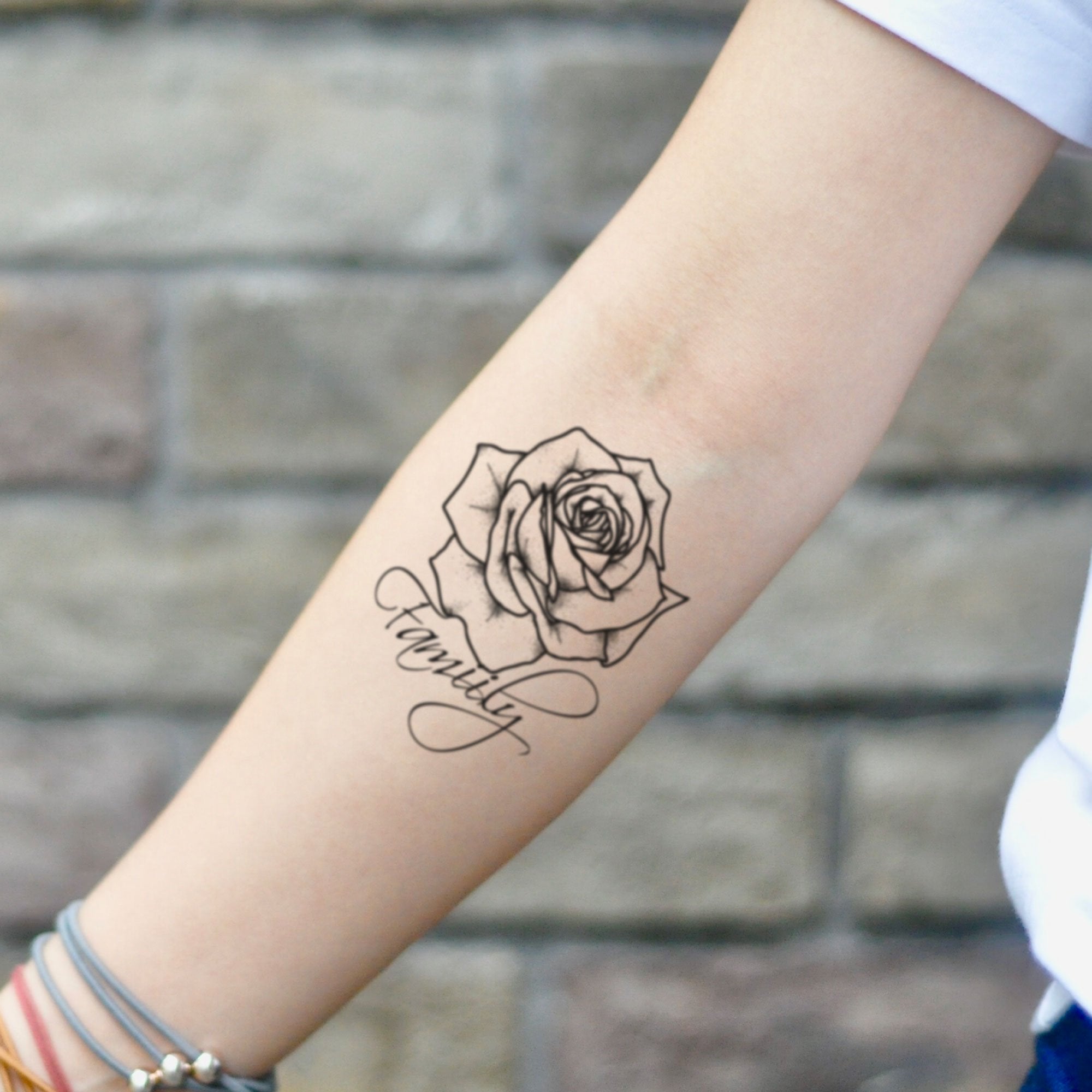 Family Rose Temporary Tattoo Sticker  OhMyTat