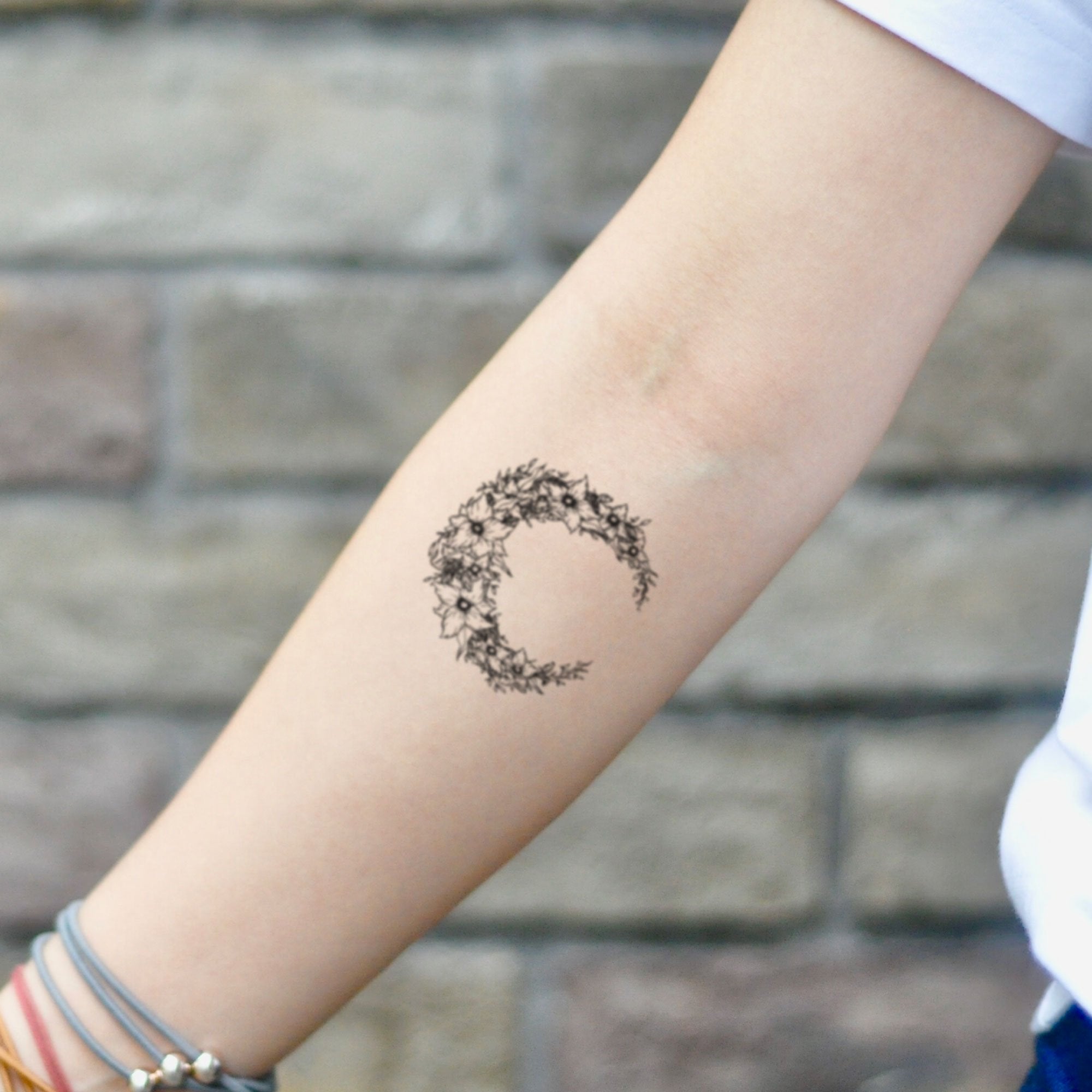 Flower Pattern Moon Temporary Tattoo Sticker Ohmytat