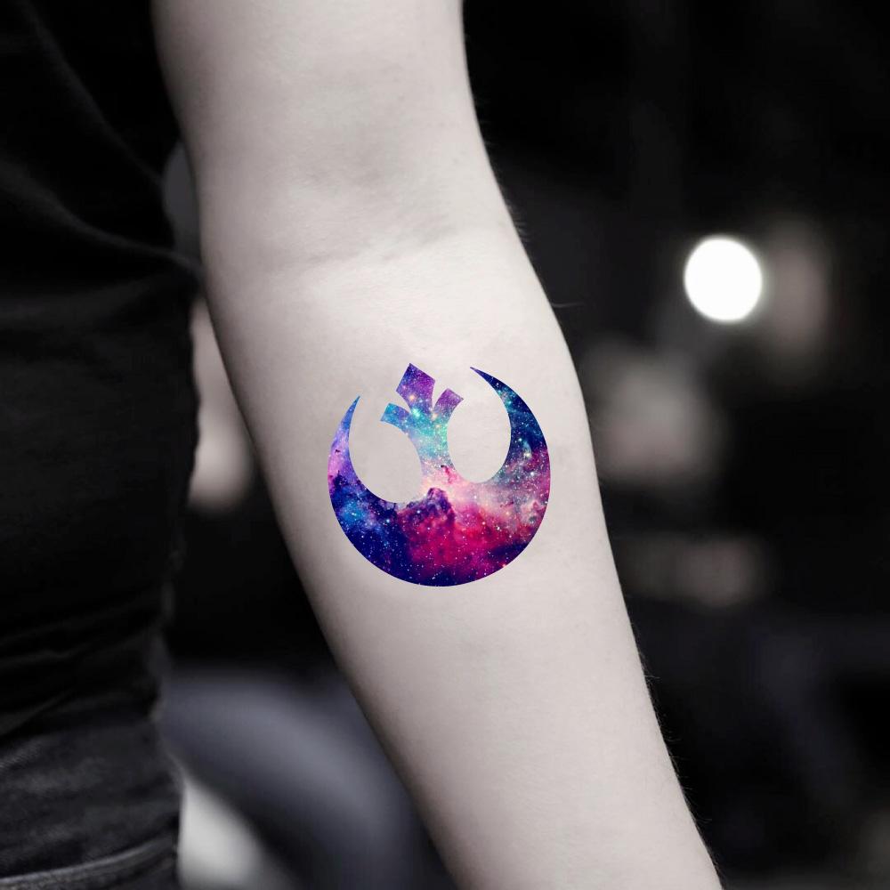 Realistic galaxy half sleeve tattoo.
