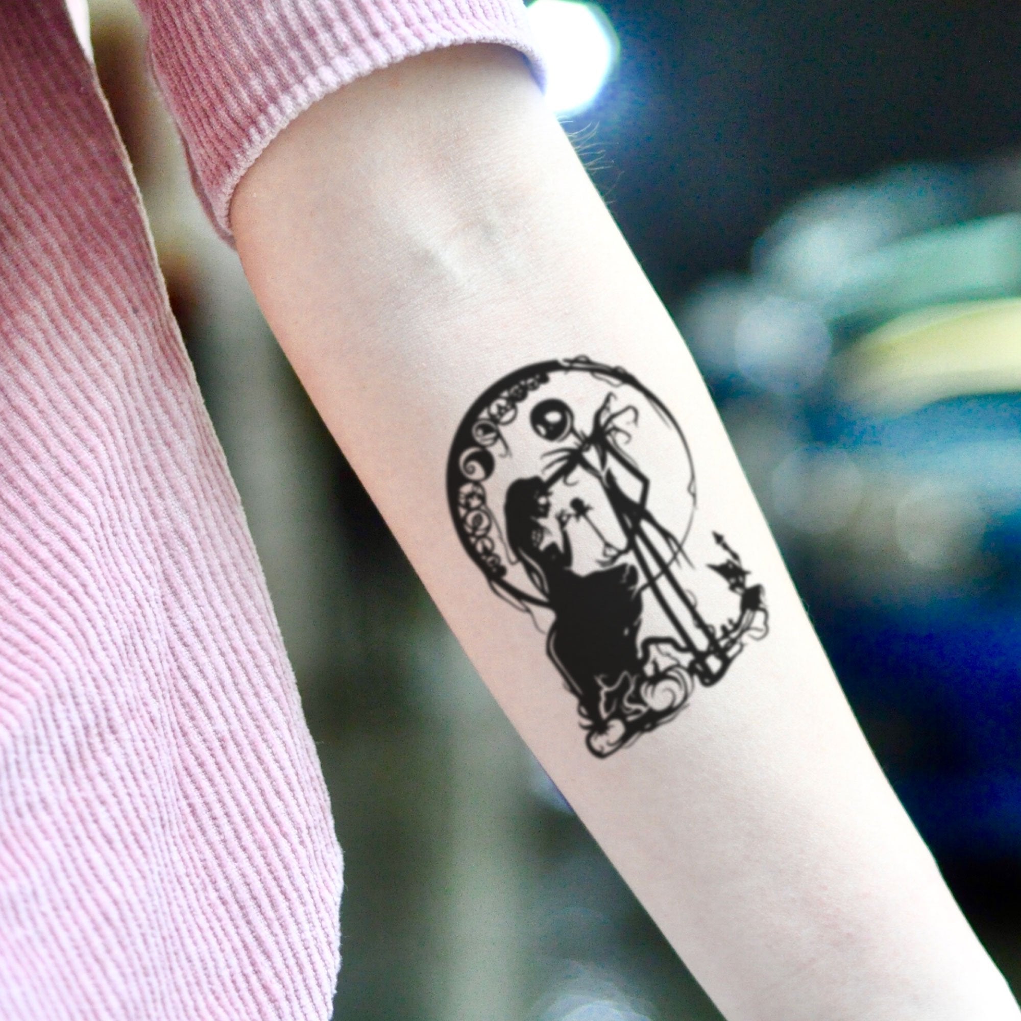 Jack and Sally Temporary Tattoo Sticker - OhMyTat