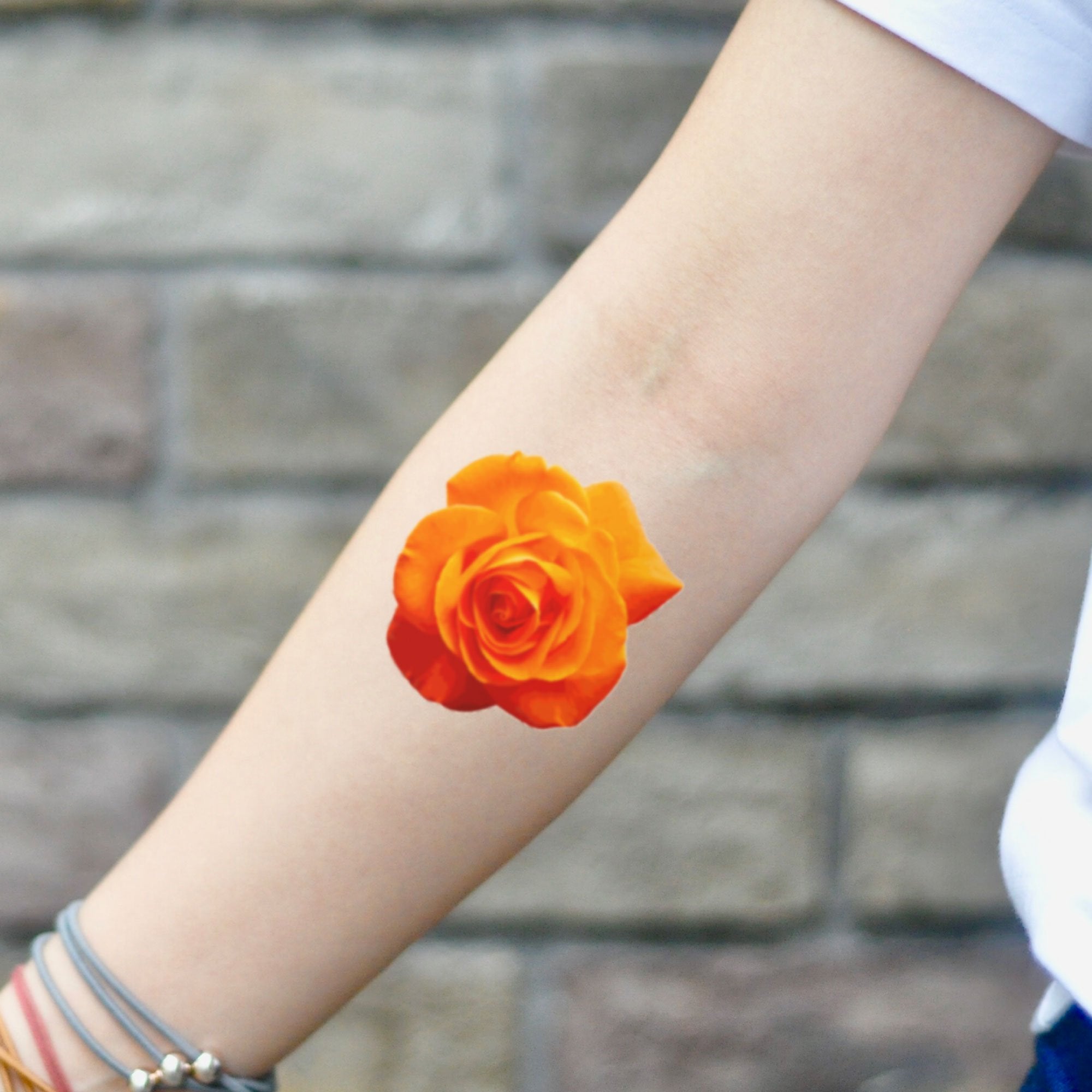 Orange Rose Temporary Tattoo Sticker  OhMyTat