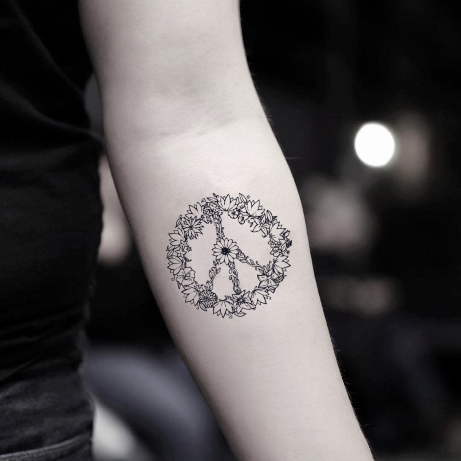 Buy Peace Sign Flower Temporary Fake Tattoo Sticker set of 2 Online in  India - Etsy