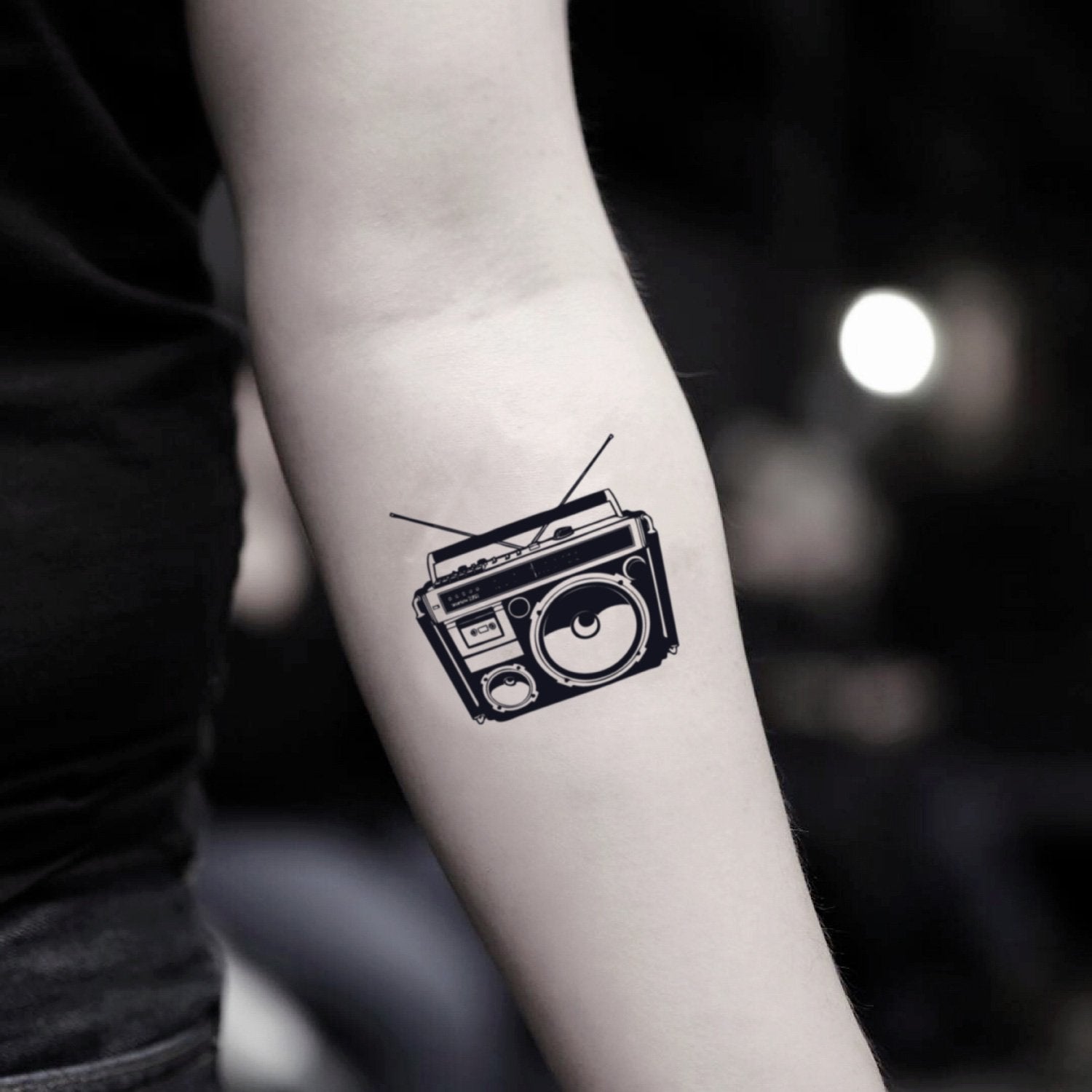 Radio Retro Boombox Temporary Tattoo Sticker - OhMyTat