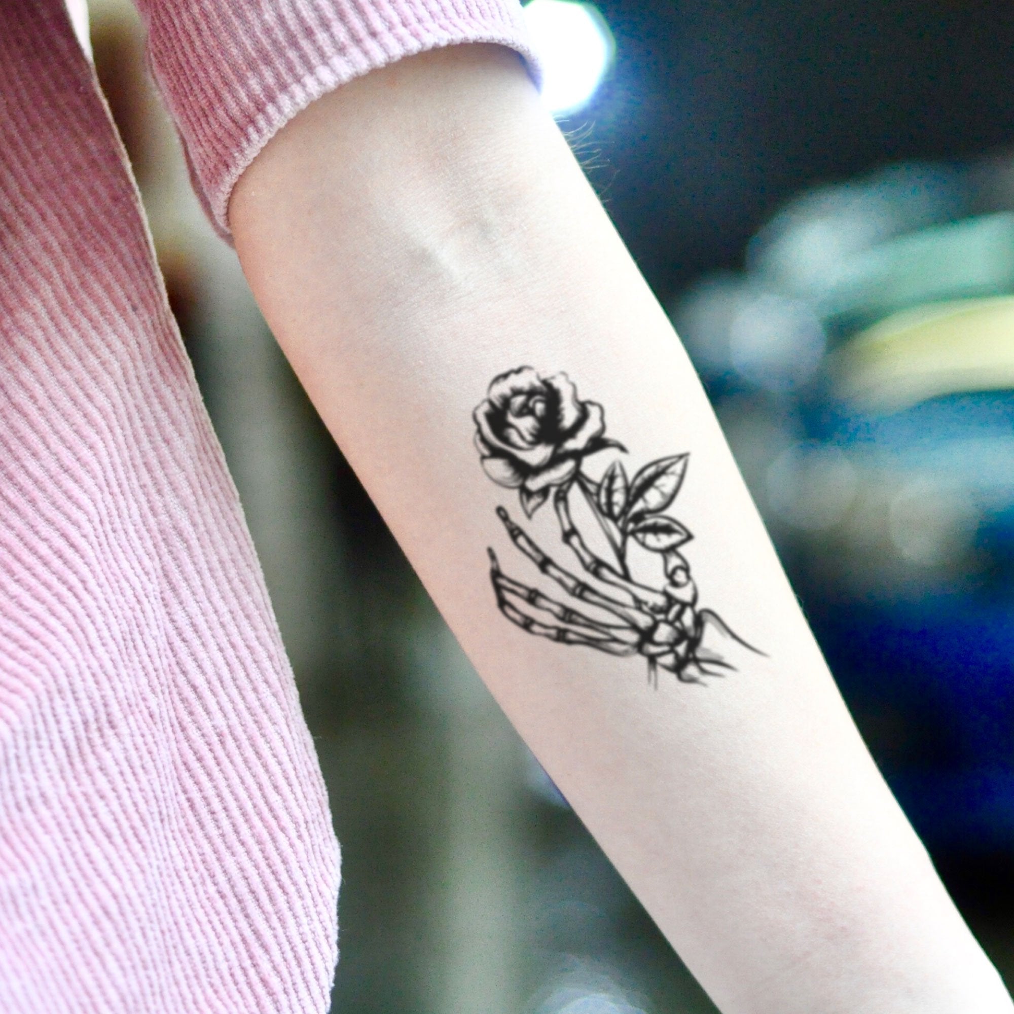 Skeleton Flower Temporary Tattoo Sticker  OhMyTat