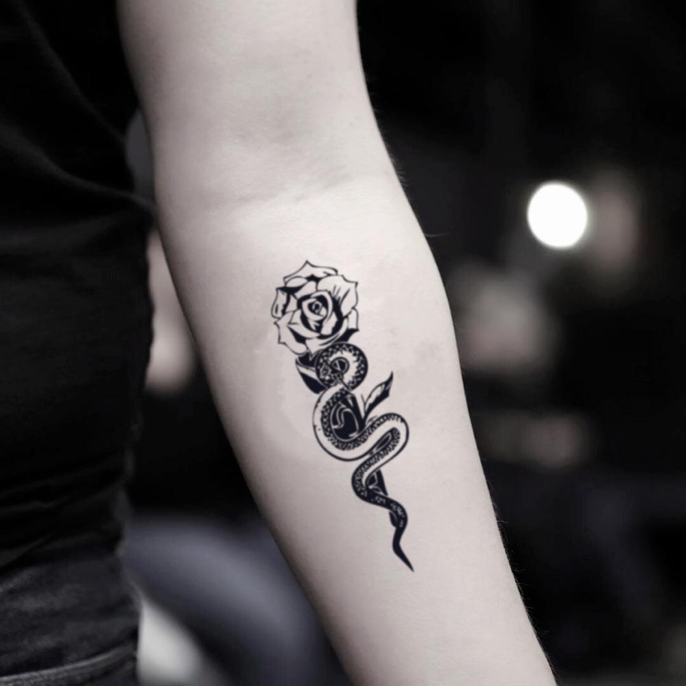 Snake Rose Temporary Tattoo Sticker Ohmytat