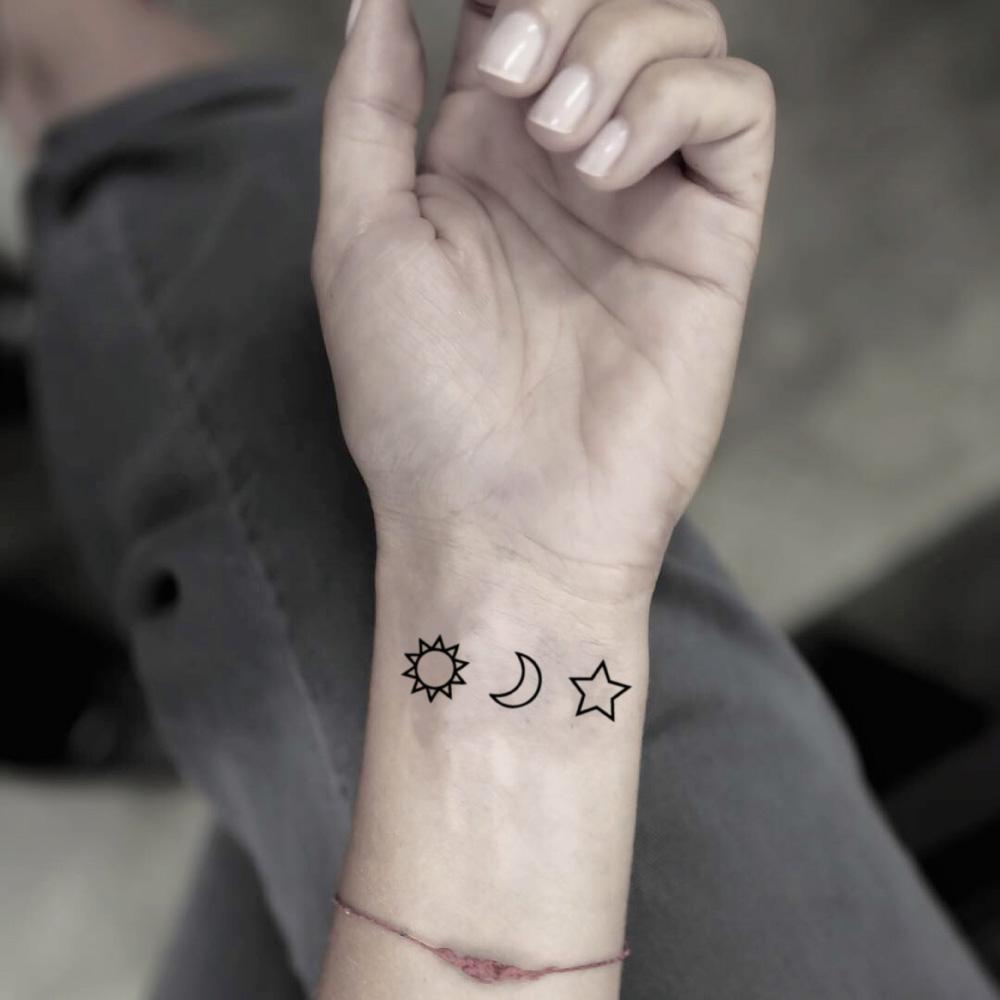 Sonne Mond Stern Temporare Tattoo Aufkleber Ohmytat