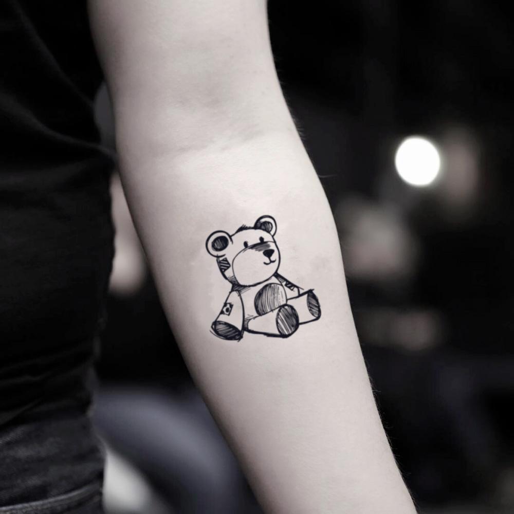 Teddy Bear Temporary Tattoo Sticker - OhMyTat