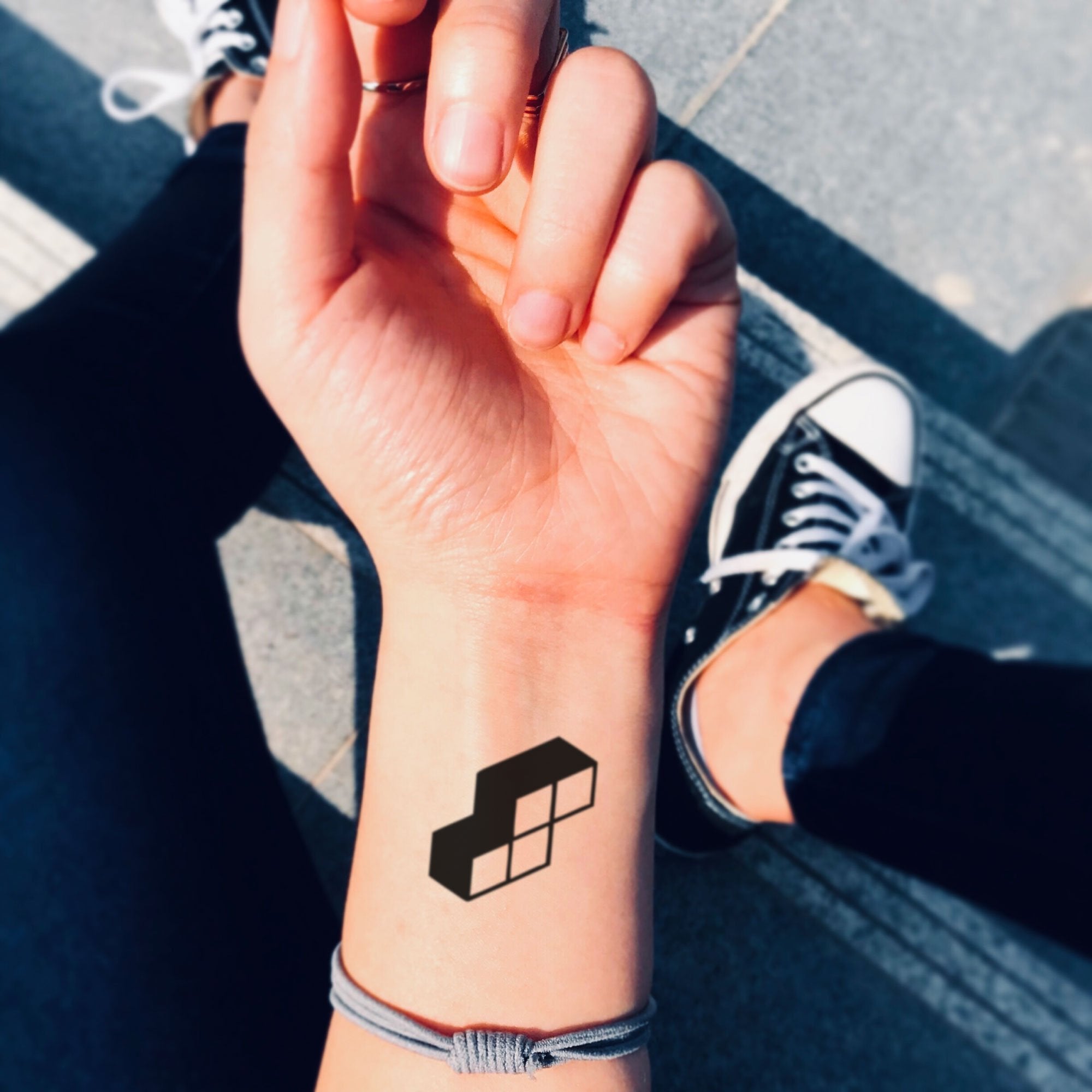 Tetris Temporary Tattoo Sticker - OhMyTat