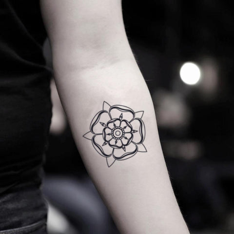 Old School English Rose Flower Temporary Tattoo Sticker  OhMyTat