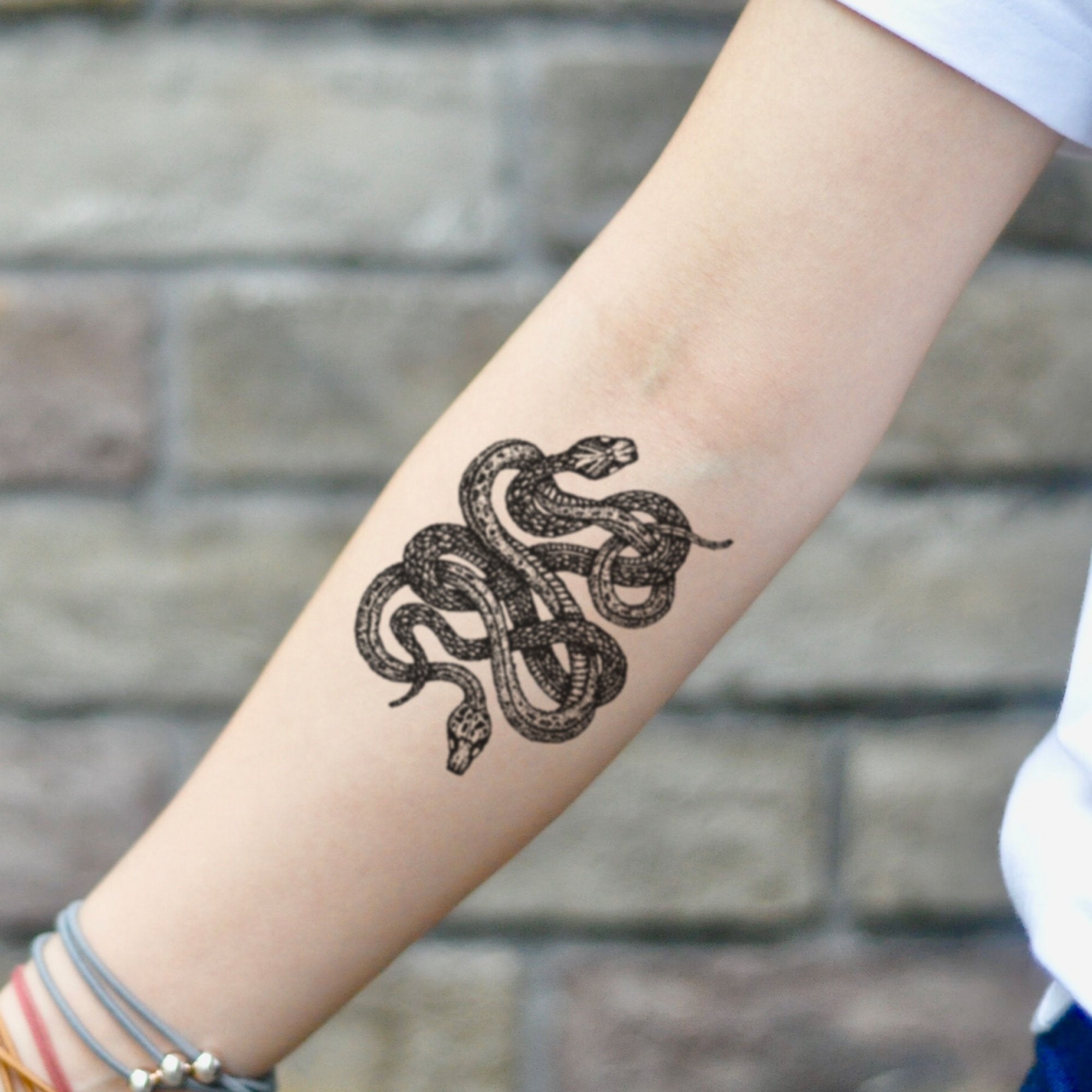 Two Headed Snake Temporary Tattoo Sticker Ohmytat