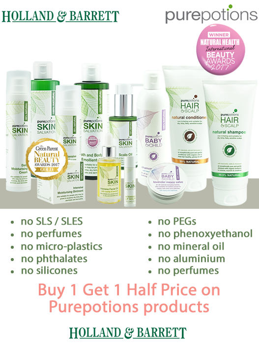 #CleanBeauty campaign at Holland and Barrett - skincare products without parabens, SLS or microplastics